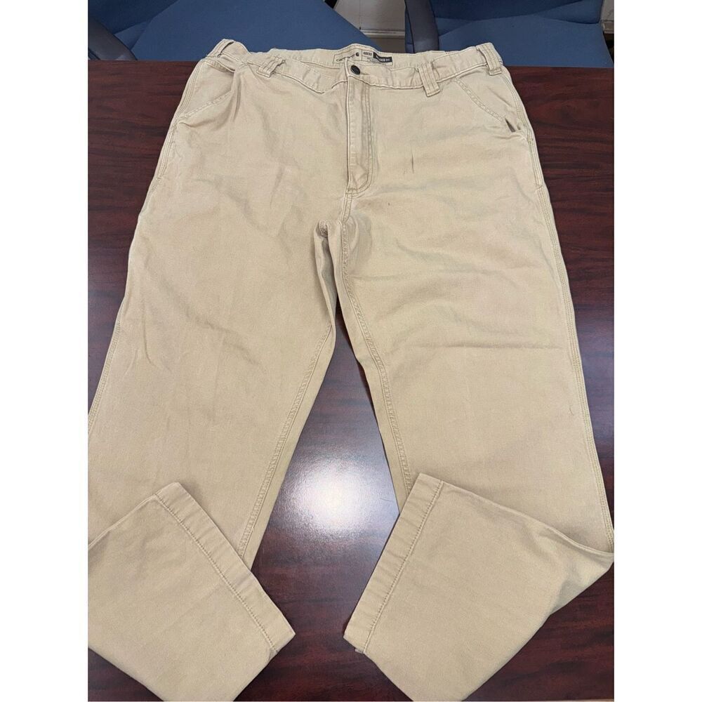 Carhartt Rugged Flex Relaxed Fit Canvas Khaki Work Pant Mens Size 40x32